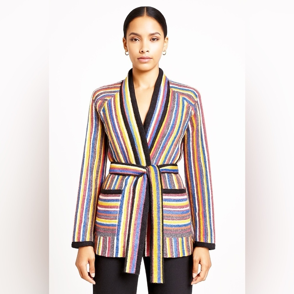 Anthropologie Akemi + Kin Mansoura Stripe Jacket Size XS Multicolor Belted